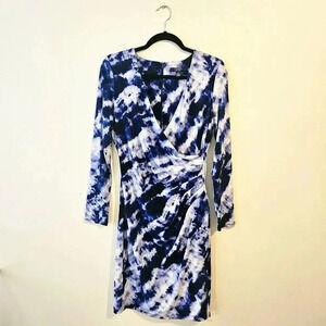 Chaps Faux Wrap Surplice Dress